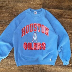 Vintage 90s Houston Oilers NFL Big Graphic Print Crewneck Sweatshirt Made In USA